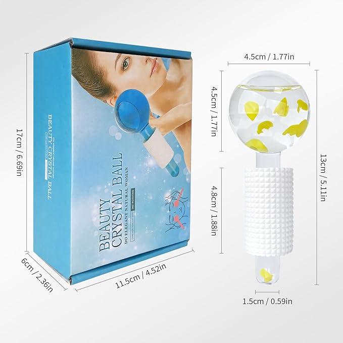 Ice Globes & Ice Roller for Face and Eyes - Facial Massage Tools for Skin Care, Reduce Wrinkles & Puffiness, Cooling Globes & Roller Ball for Glowing Skin (Yellow/2PCS)