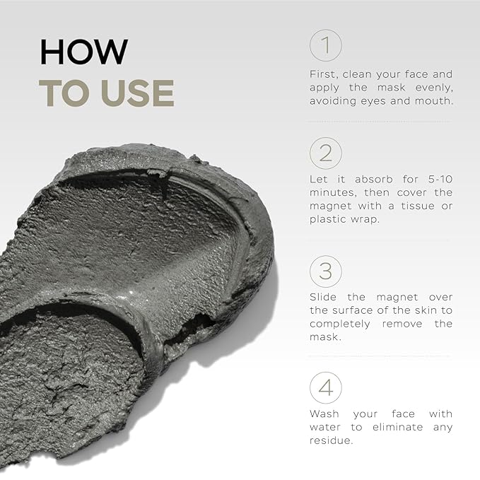 Magnetic Dead Sea Mud Mask for Face & Body, Spa Quality Pore Reducer for Acne, Blackhead & Oily Skin, Facial Mask for Deep Cleansing, Hydration W/Pearl Powder, Natural Oils, Vitamin- 1.7 Fl Oz