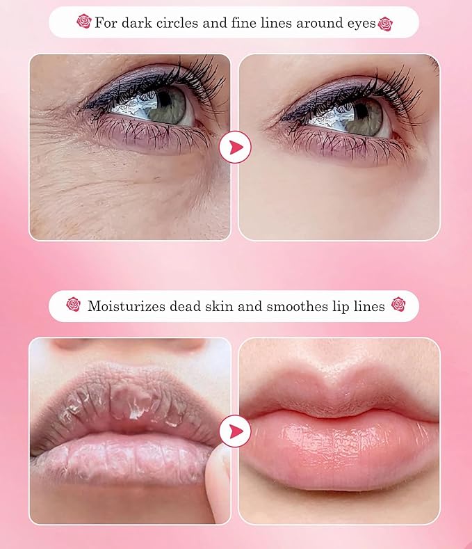 20 Pair Rose + 10 Pair Aloe Vera Under Eye Mask & Lip Mask Skincare Set, Lip Patches & Under Eye Patches for Puffy Eyes, Dark Circles, Dry Lips Lines, Moisturizing for Women & Men Skincare