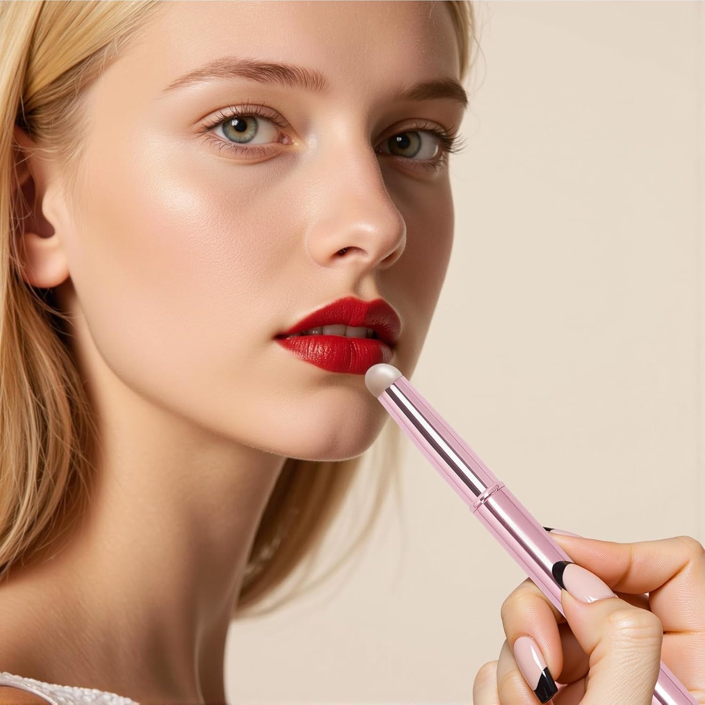 Unaone 2Packs Lip Brush for Lipstick, Dual-Ended Silicone & Bristle Tips Lip Makeup Brush, Lipstick Brush for Lip Gloss