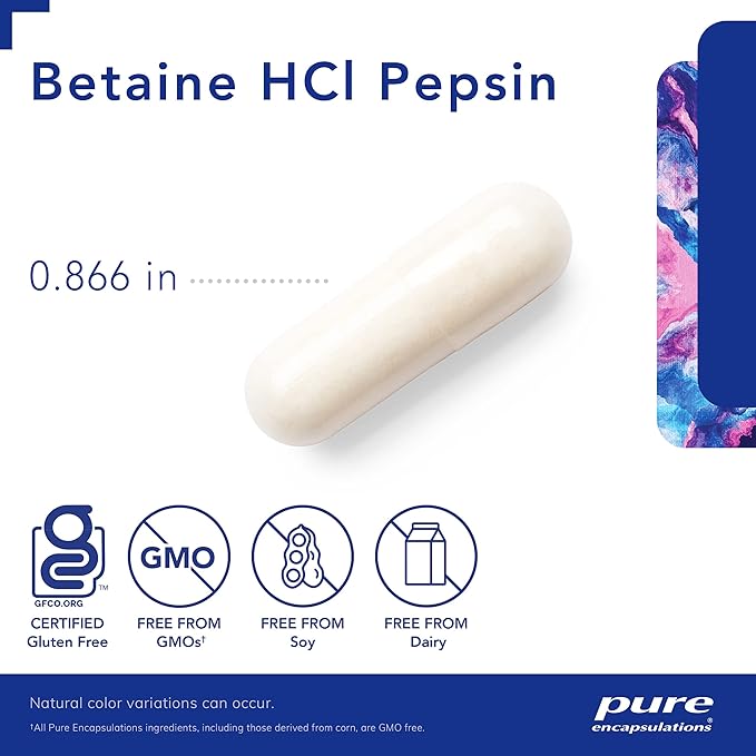 Pure Encapsulations Betaine HCl Pepsin 250 Capsules