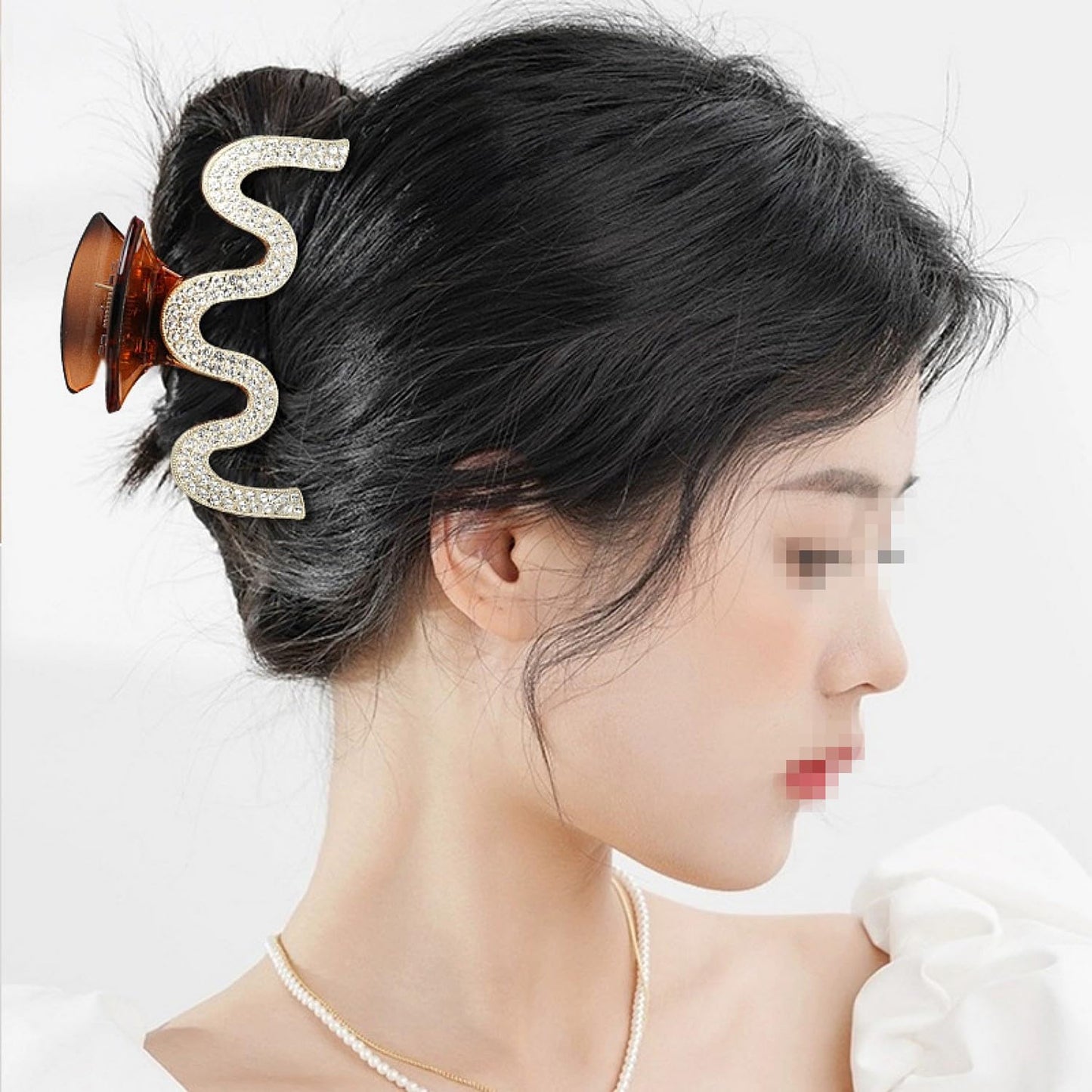 SINIDE Rhinestone Hair Claw Clips, Crystal Plastic Jaw Clip Nonslip Acrylic Claw Clips for Thick Long Hair, Large Fashion Clamps Accessories for Women Ladies Strong Hold Barrette for Styling (2 Pack)