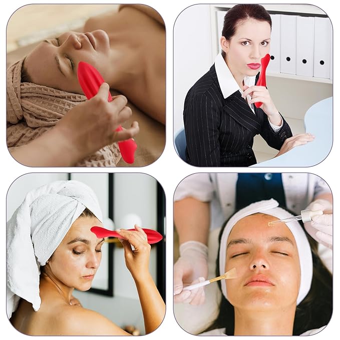 2pcs Facial Massage Roller, Silicone Face Massage Stick Modelling Body & Face Curves Rose Red Facial Massage Tool Face Roller Skin Care for Women Body Relax