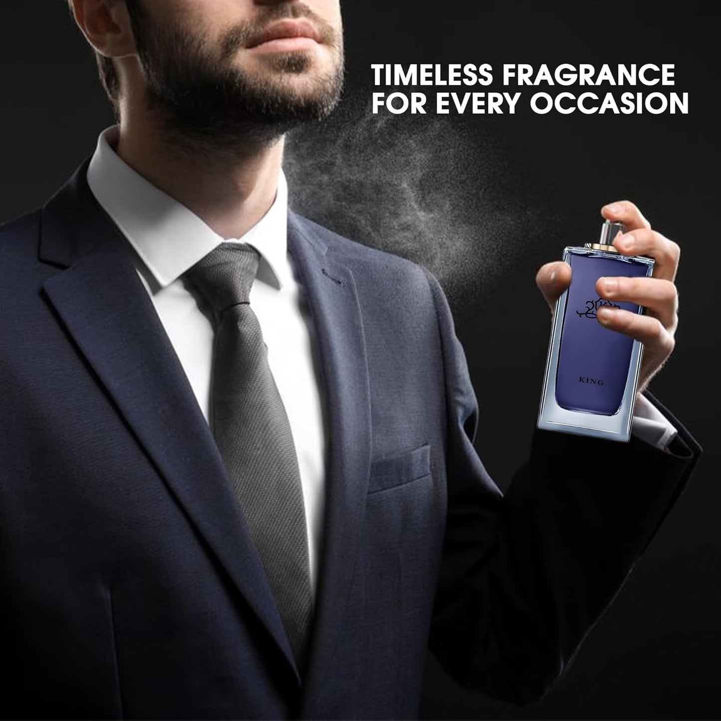 King Cologne for Men Natural Spray Perfume Classic Scent Eau De Toilette for Daily Use 3.4 Fluid Ounce