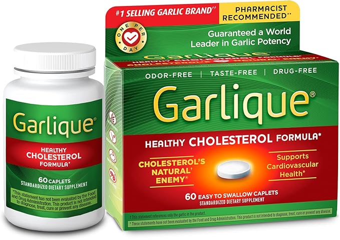Garlique Garlic Extract Supplement, Healthy Cholesterol 60 Caplets