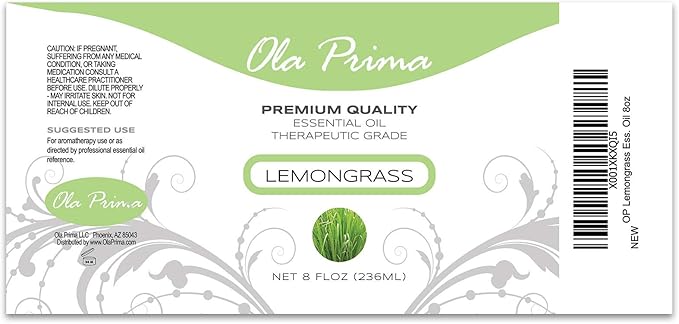 Ola Prima Lemongrass Essential Oil - Aromatherapy Oils - 8 Fluid Ounces Bulk