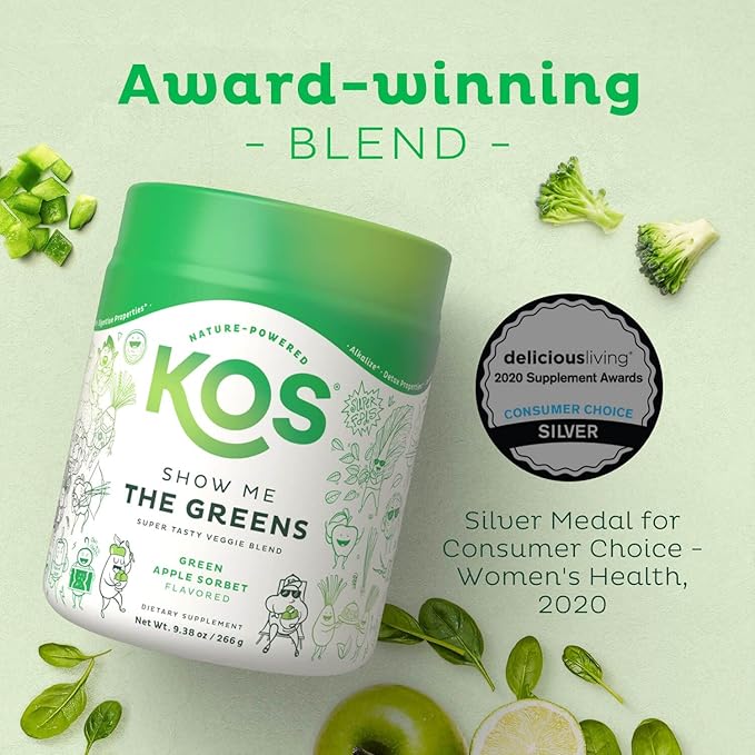 KOS Organic Super Greens Powder Erythritol Free 28 Servings