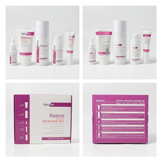 Retinol Skin Care Set, 5 In 1 Skincare Beauty Gifts Sets with Retinol Serum, Moisturizer, Eye Cream, Cleanser, Toner, Anti Aging Skincare Kit for Women, Mother Day
