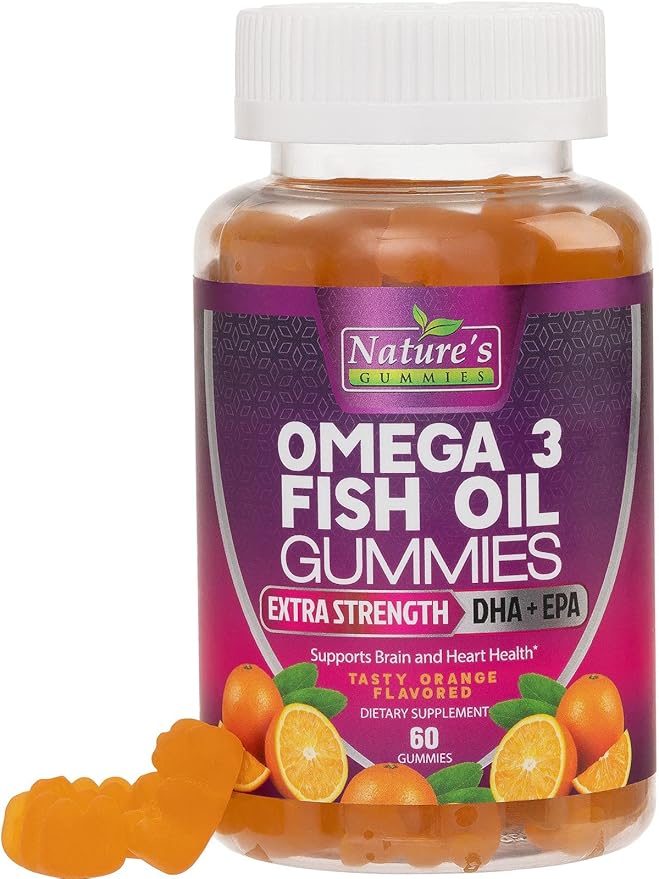 Omega 3 Fish Oil Gummies, Extra 3s DHA 60 Gummies