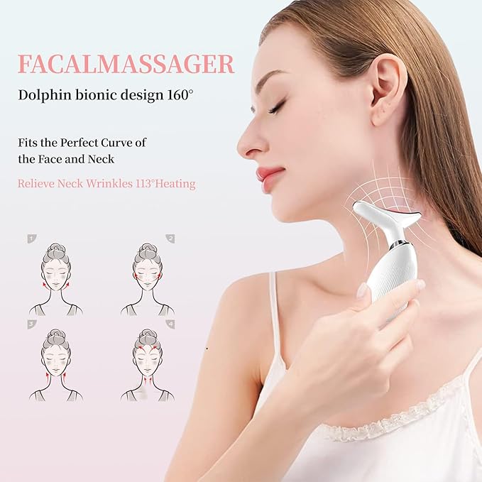 Red-Light-Therapy-for-Face and Neck, Face ๐ฒ culpting Wand with 7 Color, Anti ๐ถrinkles Facial Massager for Face and Neck Tool for Skin Care (White)
