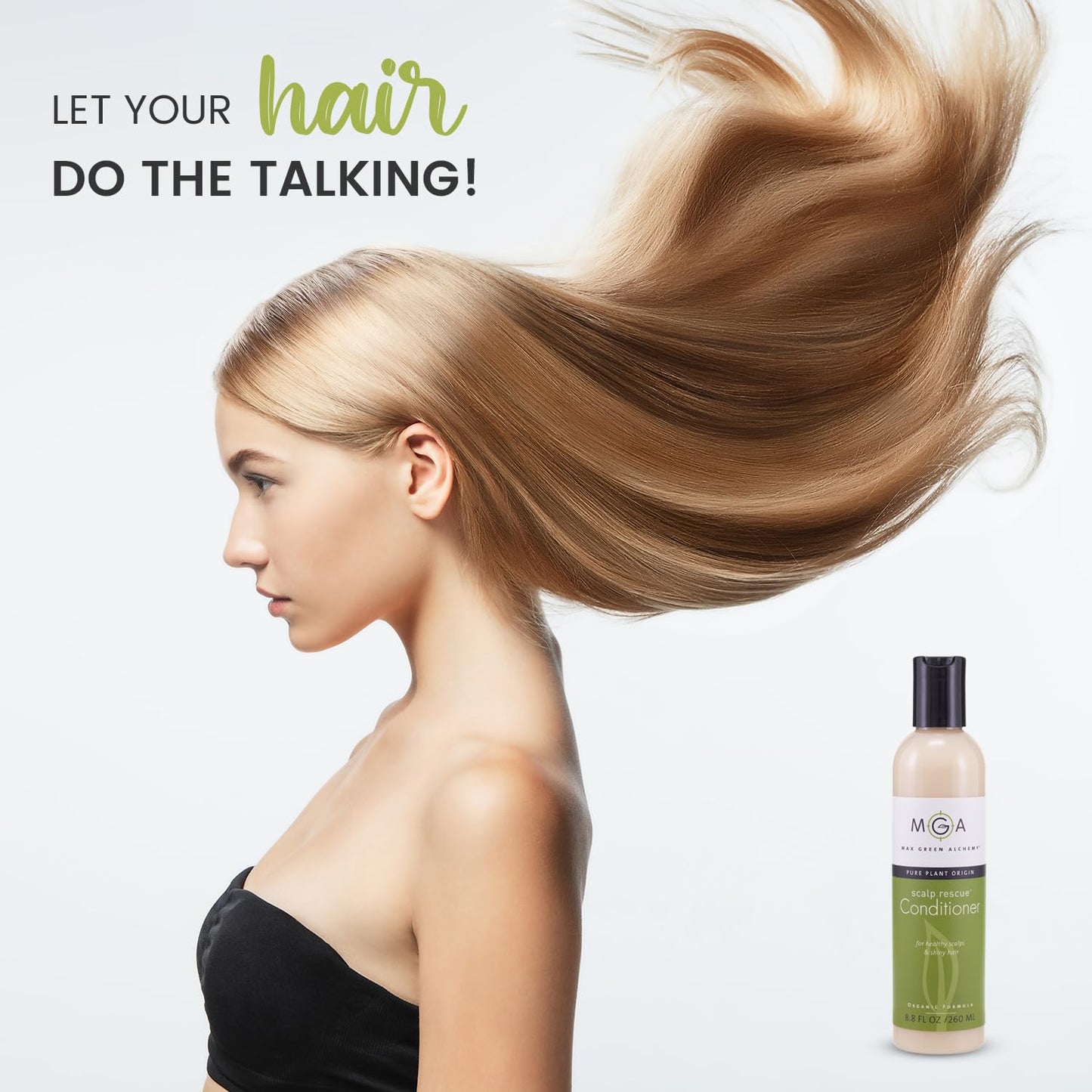 MGA Vegan Hair Conditioner - Organic Formula with Tea Tree for Healthy Hair | Hair Care Product with Natural Herbal Scent | Parabens Silicone & Sulfate Free Conditioner | Unisex | 32 Fluid Oz