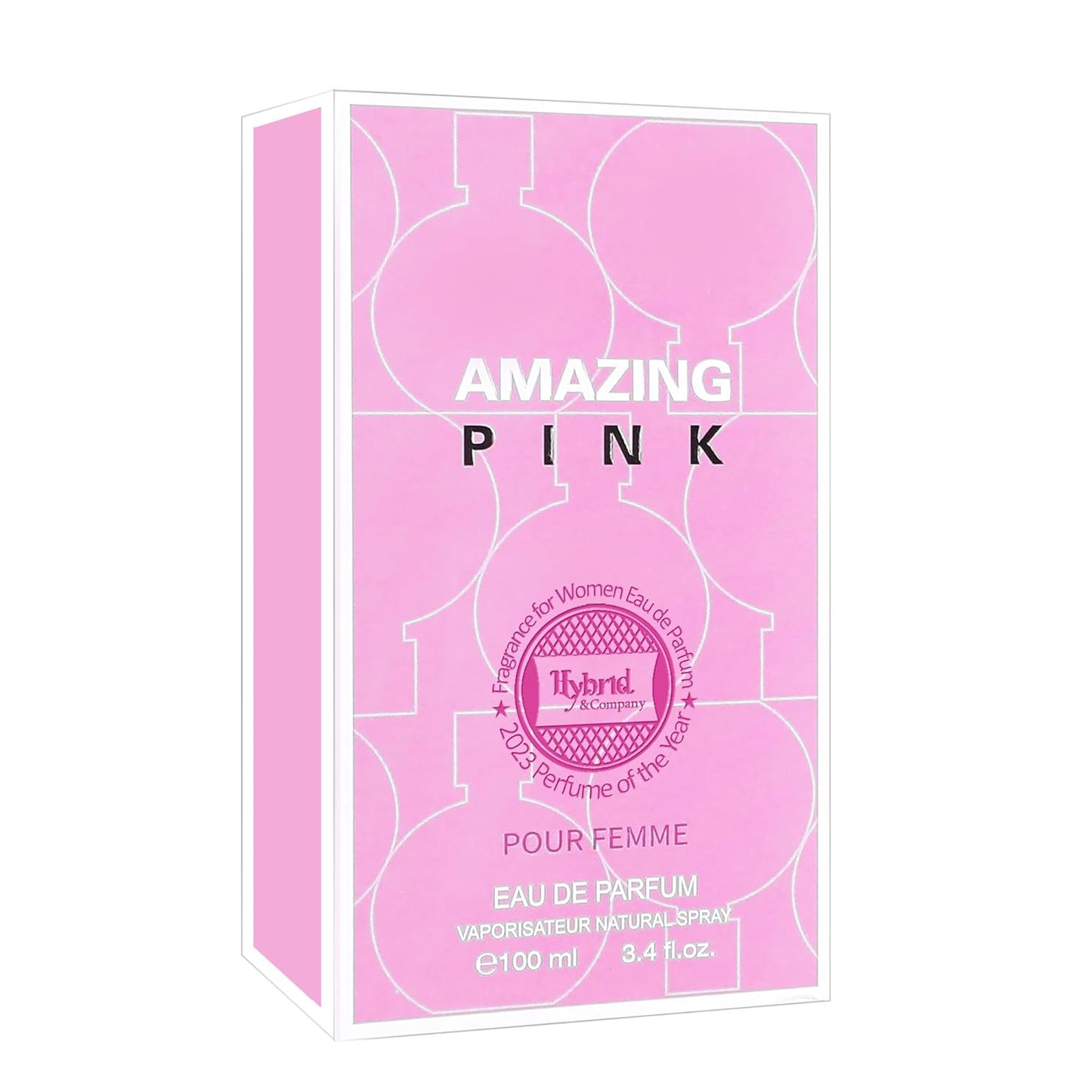 Hybrid & Company Amazing Pink Pour Femme Eau De Parfum Natural Spray Vaporisateur,3.4FL.OZ