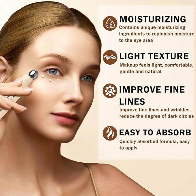 Mineral Sunscreen Eye Cream,3-in-1 Under Eye Cream,for Puffiness and Bags Under Eyes,Dark Circle and Wrinkles,Anti Aging,Under Eye Brightener and Concealer,SPF 35 (Light)