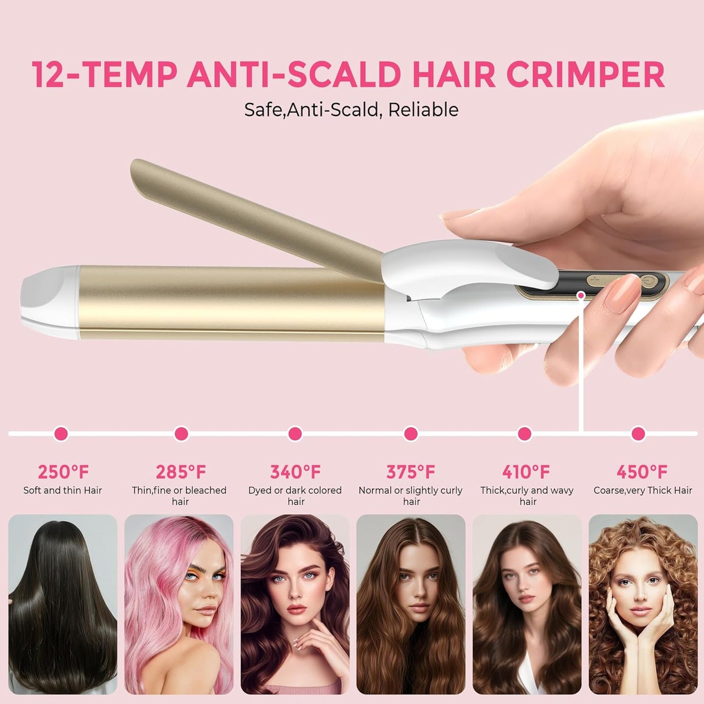 Dual Voltage Curling Iron Travel 2 in 1 Curl and Straightener (110V-240V) 1.25 Inch Normal Size Hair Curle Ceramic with EU/UK Plug Adapter Curling Wand Adjustable Temperature and Anti-Tangle