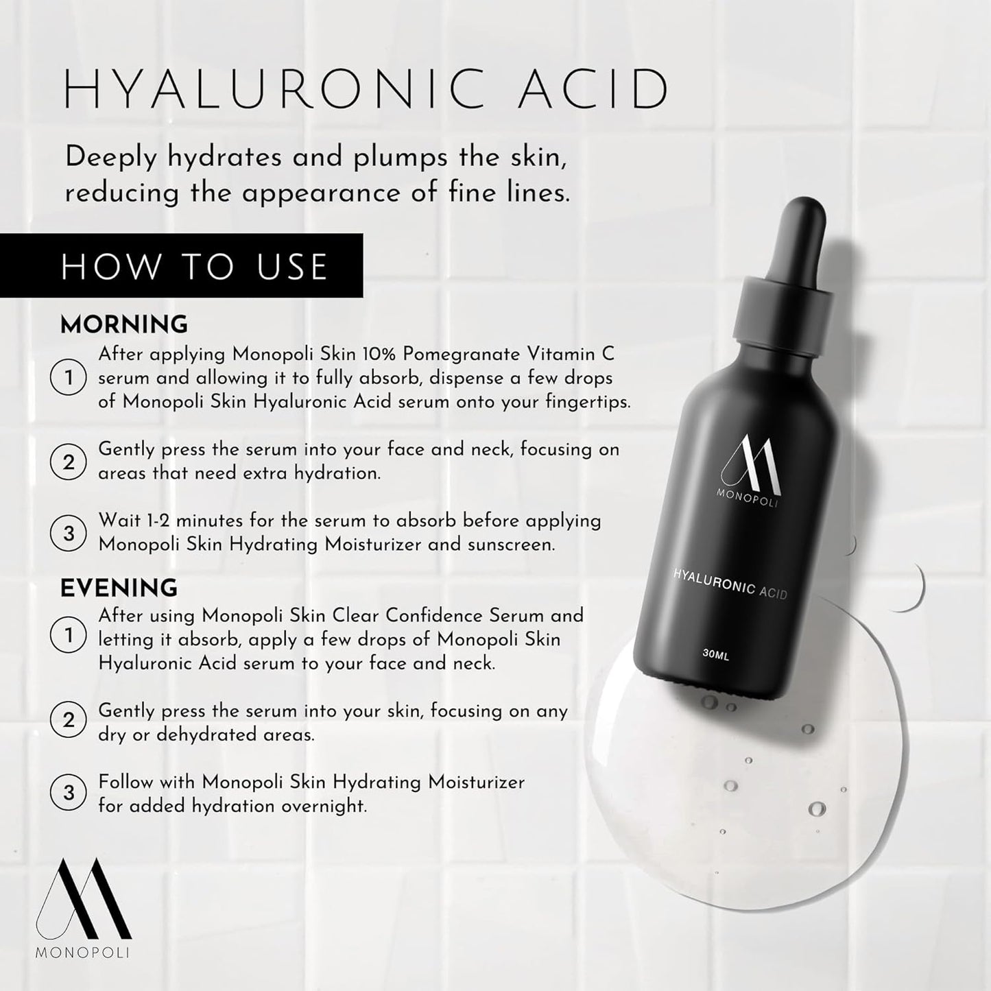 Monopoli Skin 3-Piece Anti-Aging Facial Skin Care Products | Vitamin C Serum, Hyaluronic Acid, Retinol | Complete Skin Care Sets & Kits | Face Serum for Women Anti Aging