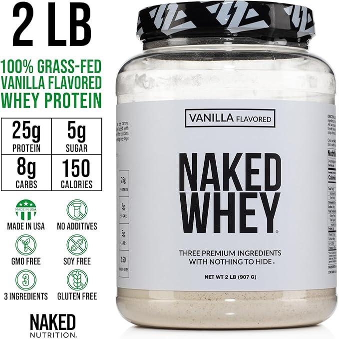 NAKED Whey Vanilla Protein Powder 3 Ingredients 24 Servings