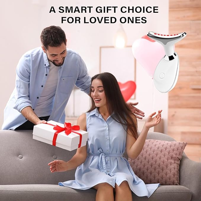 Red Light Therapy for Face, 7 Color LED Facial Light Therapy Wand for Skin Care at Home Blue Light Therapy Face Massager Tool for Neck (White)