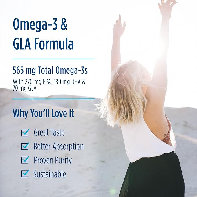 Nordic Naturals Complete Omega, Lemon Flavor - 120 Soft Gels - 565 mg Omega-3 - EPA & DHA with Added GLA - Healthy Skin & Joints, Cognition, Positive Mood - Non-GMO - 60 Servings