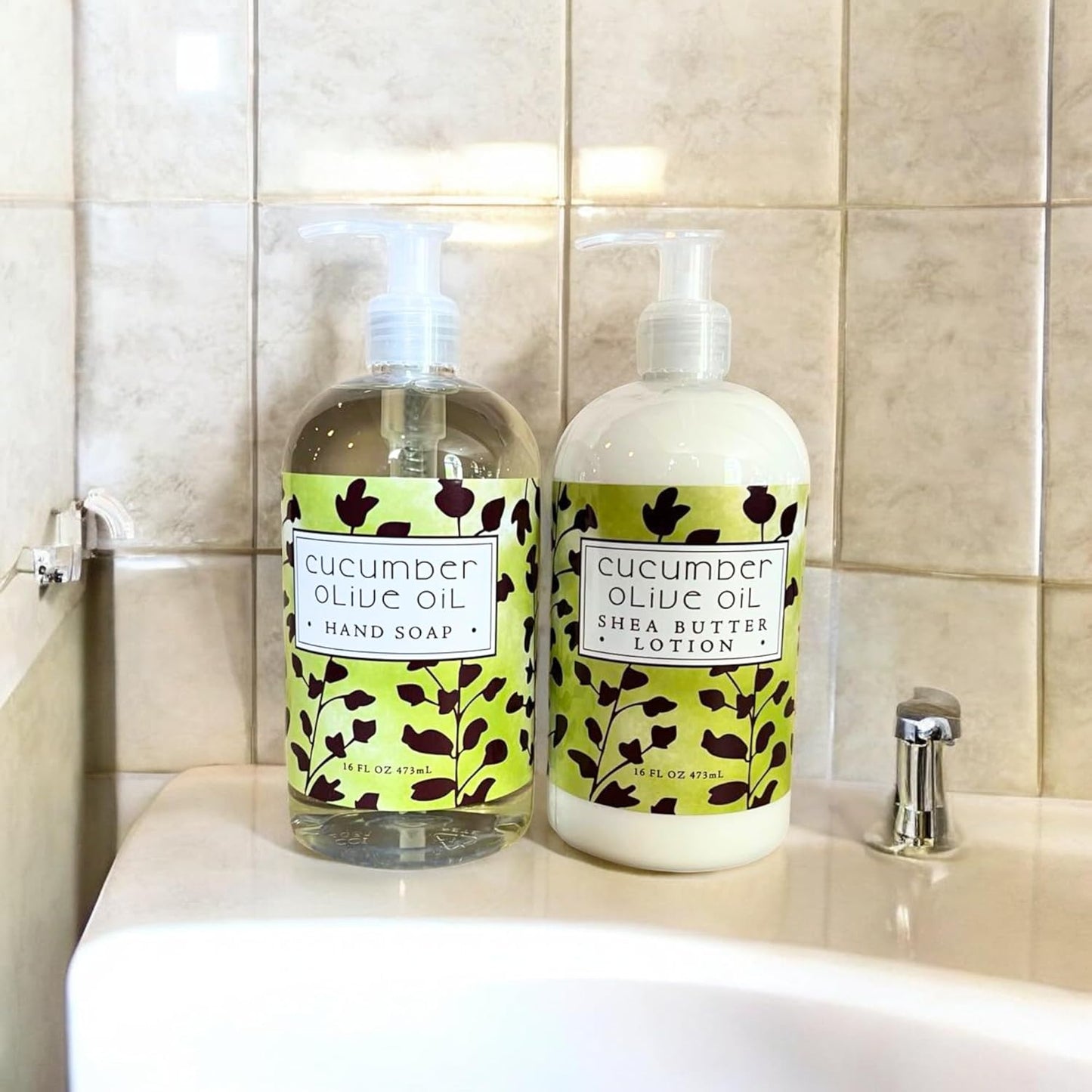 Greenwich Bay Trading Company Cucumber Soap & Lotion Set | Refreshing Hand Soap & Moisturizing Lotion Duo | 16 oz Bottles with Pump Dispenser | Luxurious Skincare Gift Set