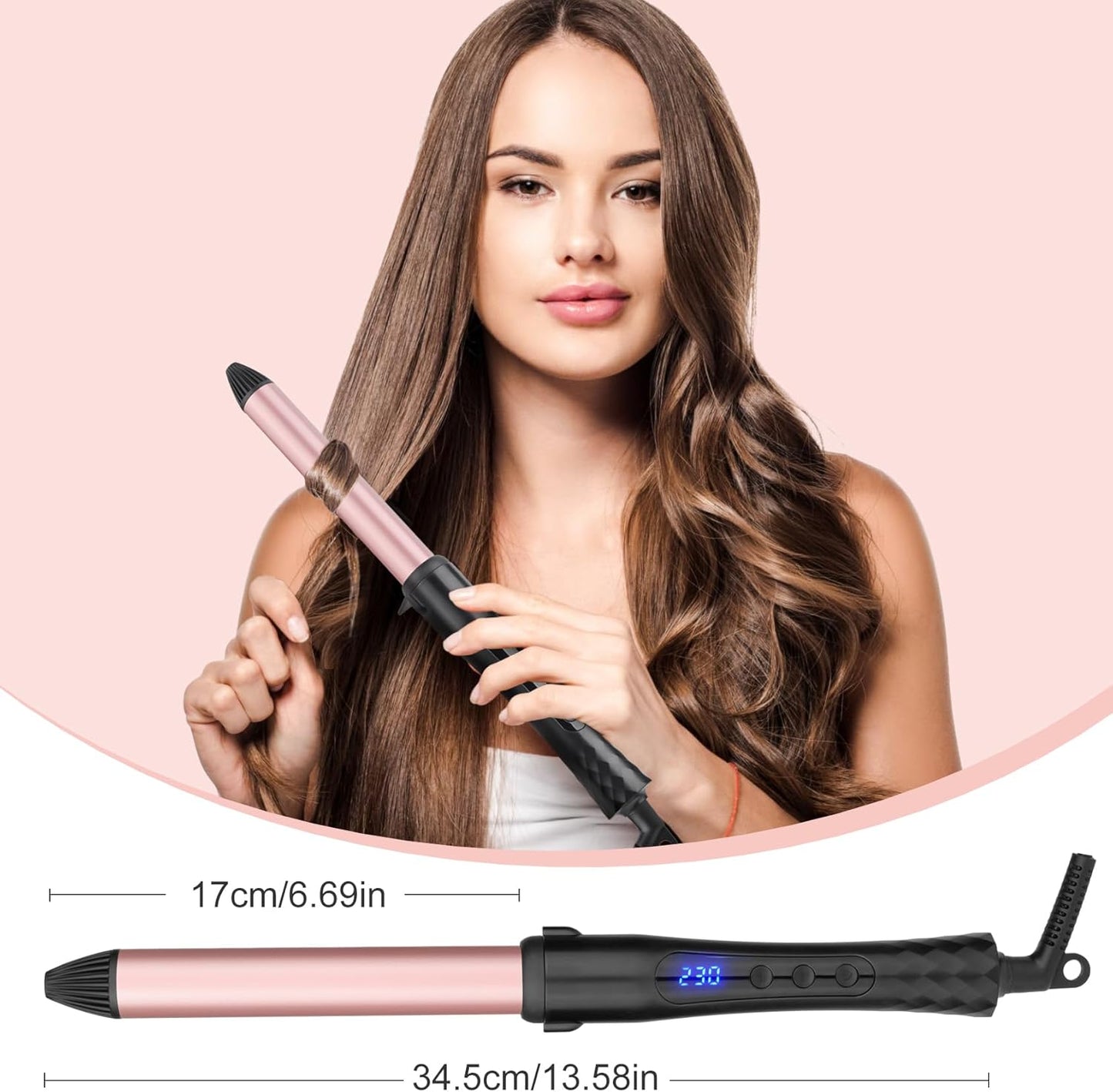 Curling Iron, 25mm Ceramic Curling Wand with Adjustable Temperature for Long & Short Hair, Professional Hair Curler with Glove, Dual Voltage