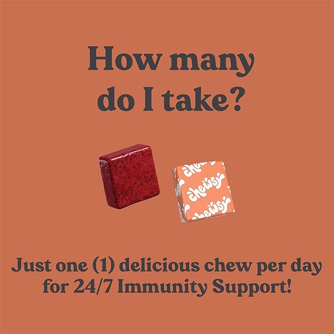 Chewsy 6-in-1 Immune Support Supplement Fruity Chews with Elderberry, Vitamin C, A & D, Zinc & Selenium - 6-Day Supply, Individually Wrapped Immunity Vitamins Chews for Adults and Kids