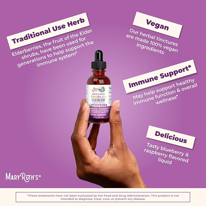 MaryRuth Organics Toddler Elderberry Syrup, USDA 1-3 Years, 1 Fl