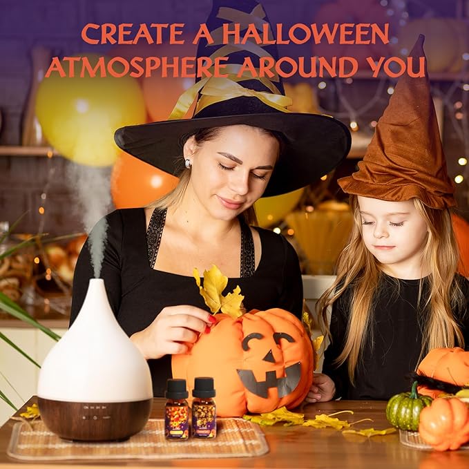 Halloween Fragrance Oil Set, Scented Oils for Diffuser, Candle & Soap Making - Chocolate Pumpkin Pie, Caramel Apples, Candy Corn, Apple Cider, Caramel Corn,Snickerdoodle, 6x10ml