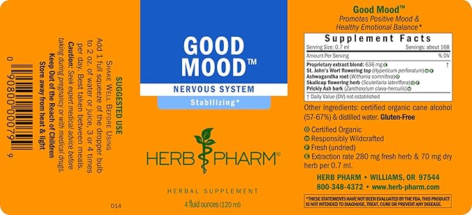 Herb Pharm Good Mood Liquid Herbal 4 Ounce