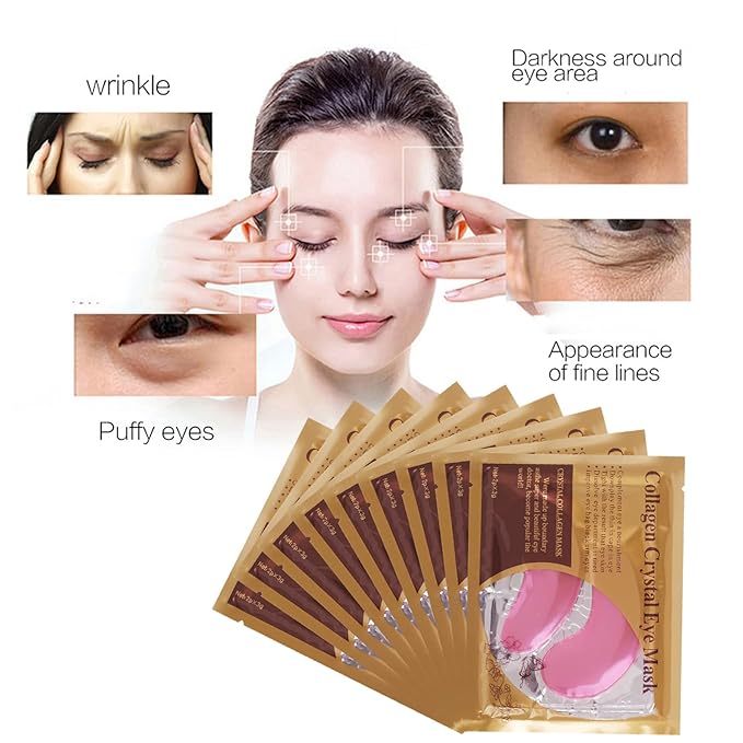 30PCS Lip Masks Sheet Moisturizing Crystal Collagen Pink Under Eye Mask Gel,Christmas Gift for Women Anti-Aging Eye Patches Dark Circle Remover with Box,Pink