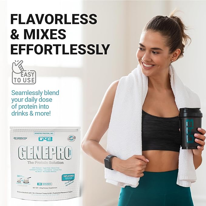 Genepro Unflavored Protein Powder (3rd Generation, 30 Servings)