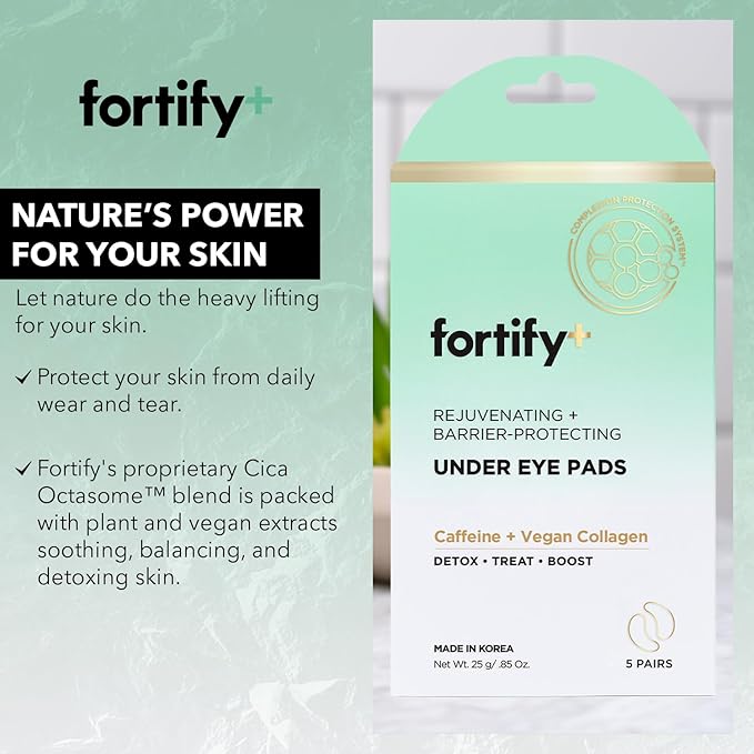 Fortify 9-in-1 Korean Under Eye Pads with Zeolite - Anti Dark Circles & Puffy Eyes Treatment, Dermatologist Tested - 10 Pairs (2 Pack)