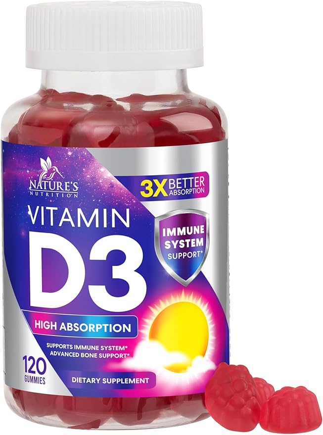 Vitamin D3 Gummy Vitamins Extra Strength 5000 IU (125 mcg) 120 Gummies