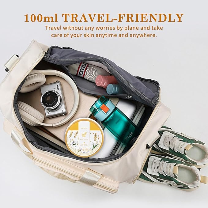 Princess Belle Oatmeal Body Lotion, Travel Size Body Lotion for Women and Men Dry Skin, Deep Moisturizing and Hydrating with Natural Shea Butter, Smell Good, 100ml(3.4floz)