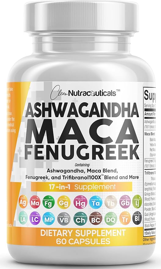 Clean Nutraceuticals Ashwagandha Maca Root Fenugreek 60 Count