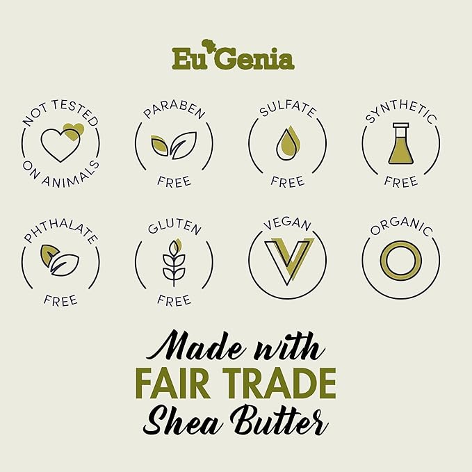 Eu'Genia Shea Face, Lip & Body Shea & Moringa 3-PC Gift Set – Hydrating Lip Balm, Nourishing Body Oil, 12oz Dermatological Shea Butter – Natural Skincare