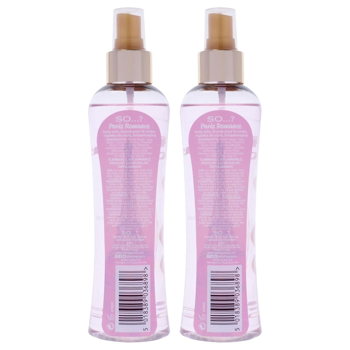 So...? Paris Romance Body Mist for Women - 6.9 oz Body Mist - Pack of 2