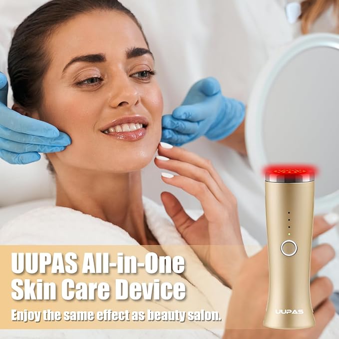 Red Light Therapy for Face - FDA Cleared - UUPAS LED Light Therapy Facial Massager for Face - Skin Tightening Machine for Anti Aging,Wrinkle Removal,Face Lift