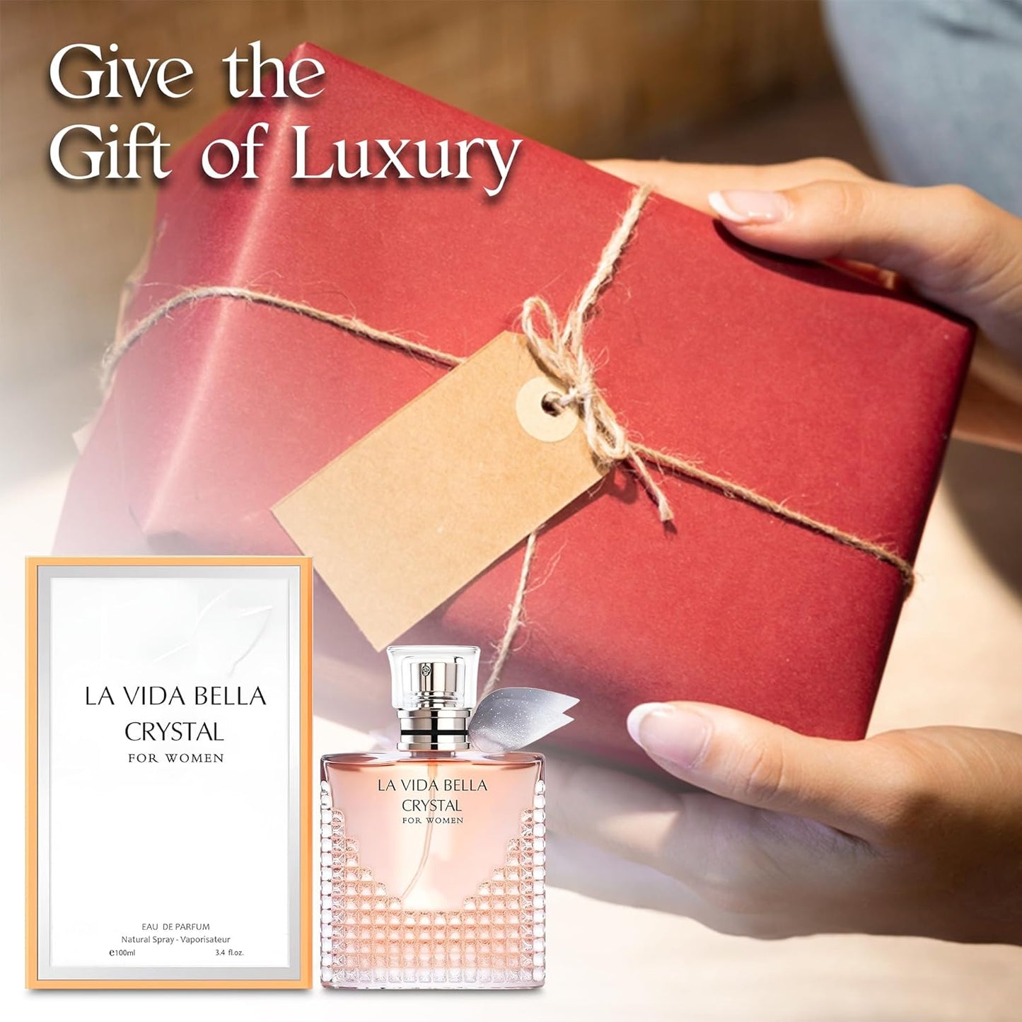 La Vida Bella Crystal Perfume for Women 100ml Eau de Parfum Spray with Coconut, Vanilla and Patchouli Notes Long Lasting Fragrance Daytime & Casual Use(2 Pack)