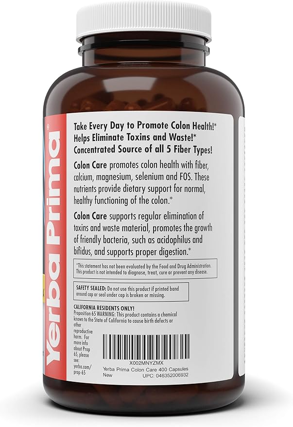 Yerba Prima Prebiotic Colon Care Capsules, 400 Caps