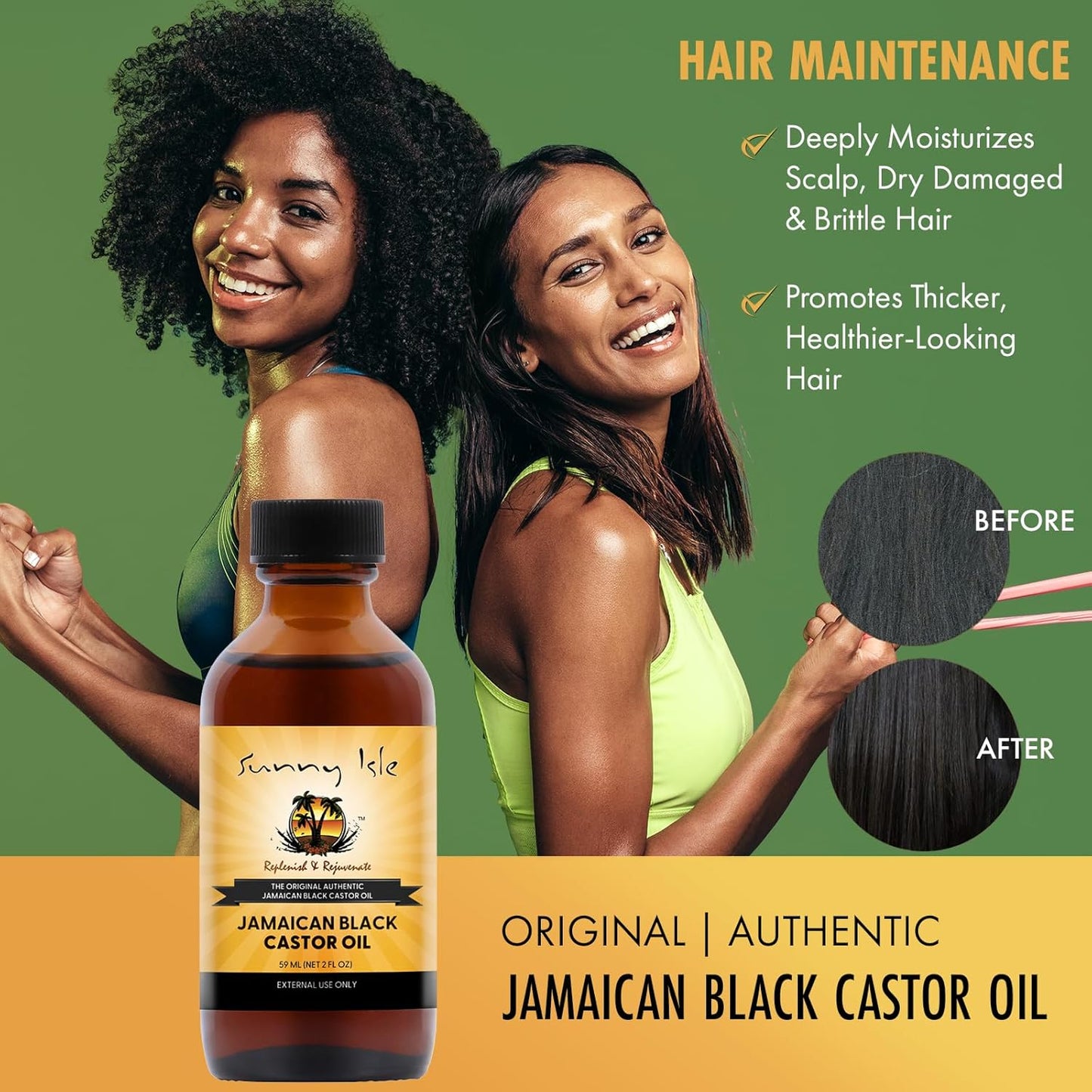 Sunny Isle Jamaican Black Castor Oil 2oz | 100% Natural for Hair, Scalp and Skin Care