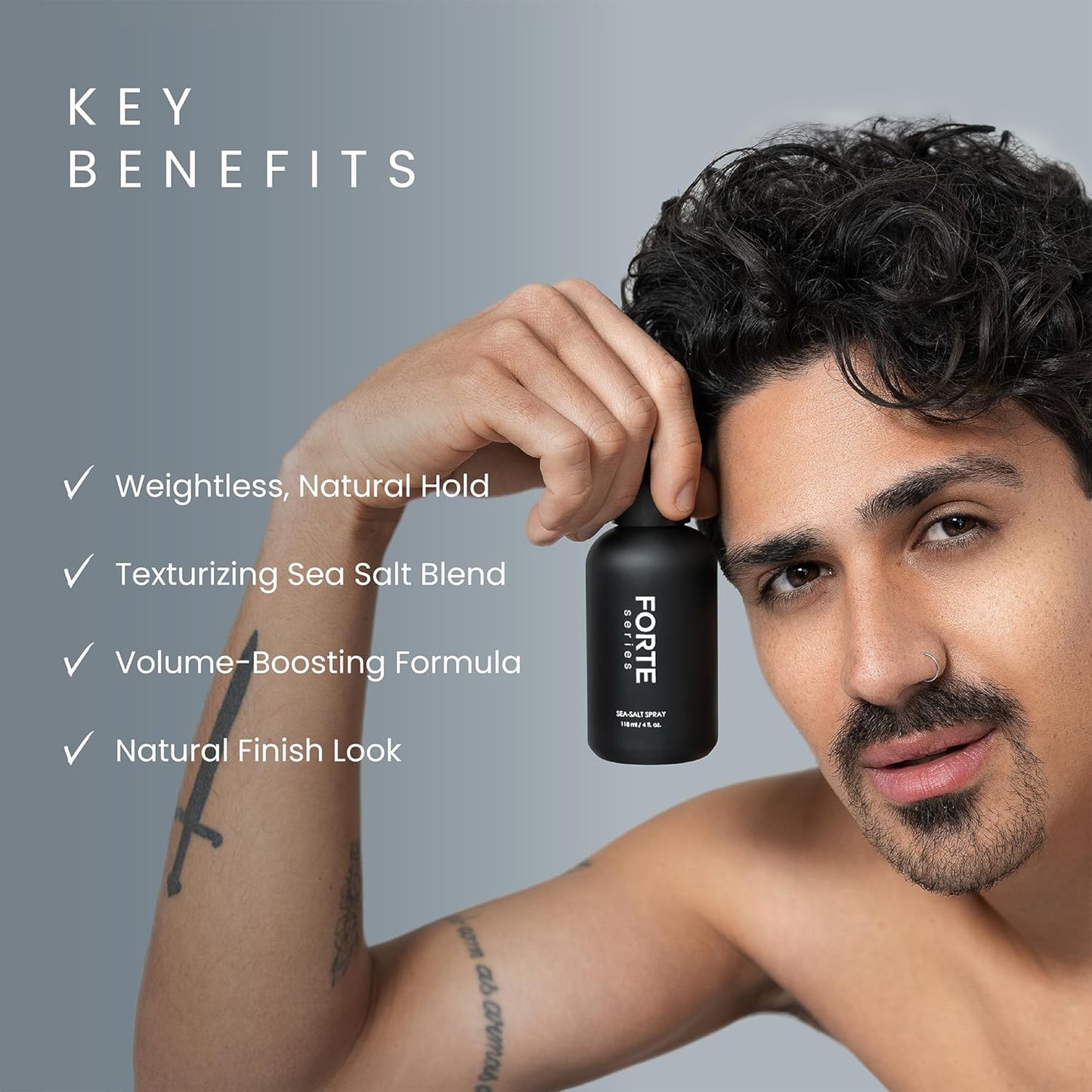 Alex Costa Sea-Salt Spray by Forte Series | Hair Volume for Men | Volumizing & Texturizing for Hair | Beachy Surfer Hair, Volume Hairspray for All Hair Types, (4 oz)