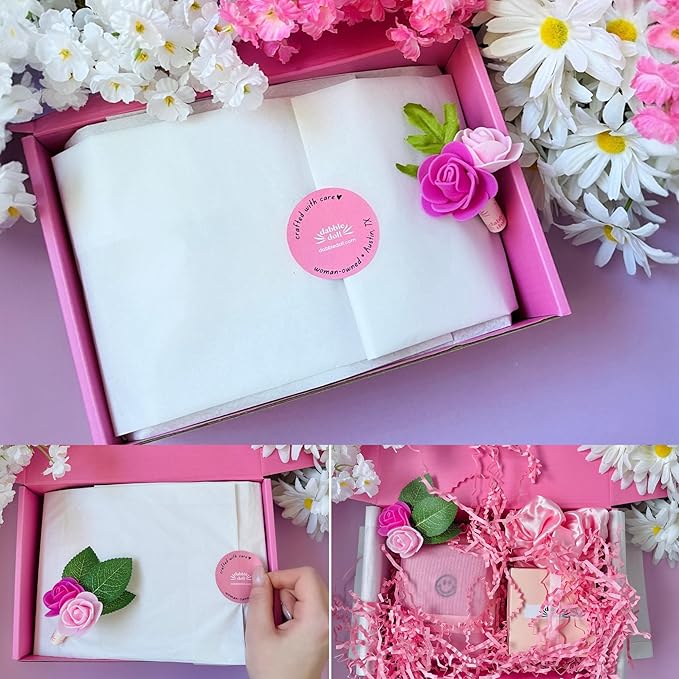 Happy Gift Set β Spa Pamper Kit, Smile Socks, Motivational Gift Box with Uplifting Quotes, Silly Sleep Mask | Self-Care Gift Box for Women, Mother's Day (Premium Gift Set)