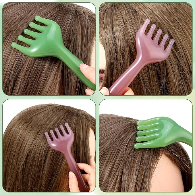 2Pcs Resin Scalp Massage Tool, Five Claw Facial Scrapper, Head Massager Scalp Comb Guasha Scraping Scalp Comb Multi-Functional Handheld Scalp Massage Tool for Neck Lymph Every Part of The Body