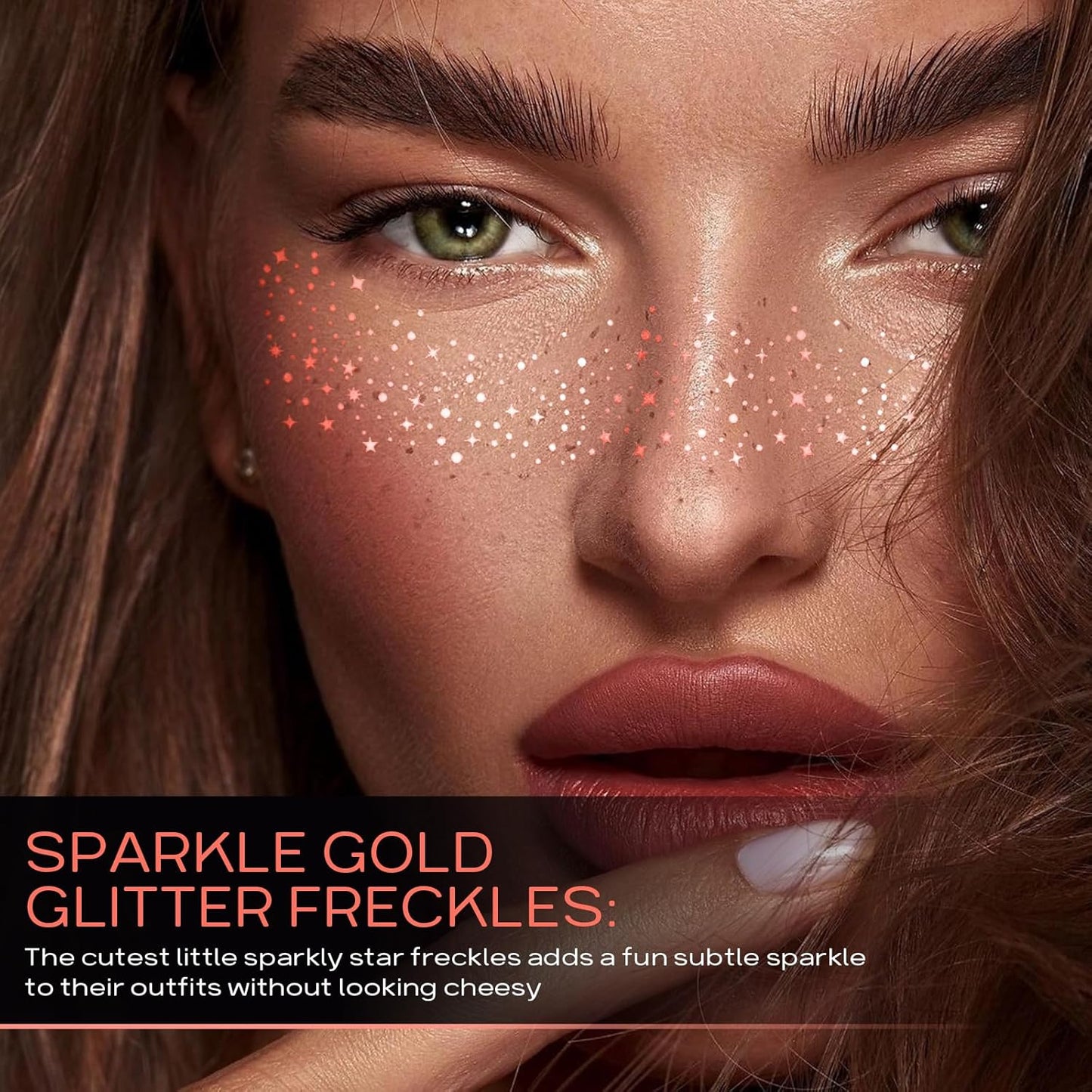 Glitter Freckles Face Tattoo,Glitter Freckle,Sparkle Makeup Patches-Rose Gold-Face Glitter Speckles Patches,10pcs