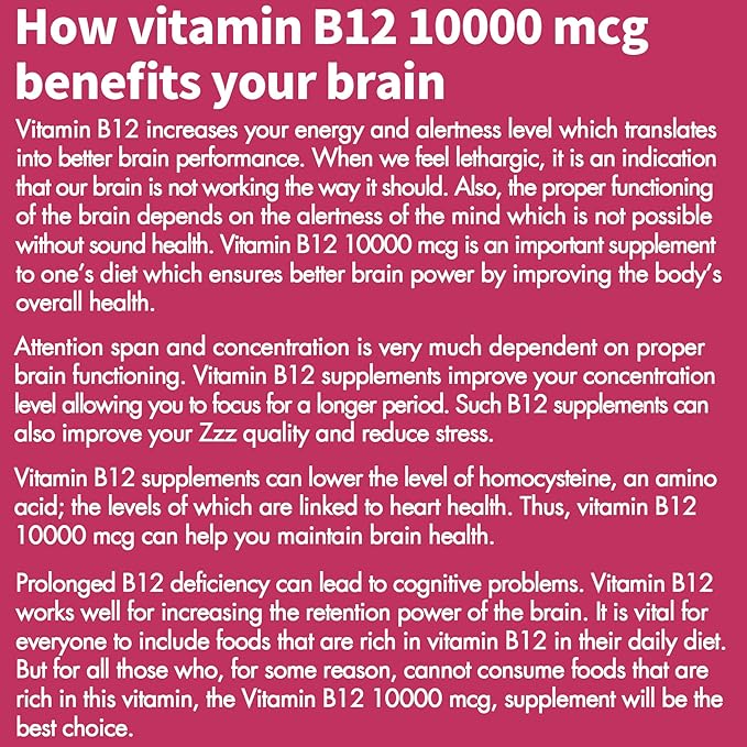 Vitamin B12 Sublingual, B12 Vitamins 10,000 B12 Support 180 Fast