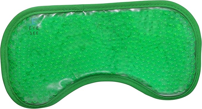 Eye See Plush Gel Eye Mask for Puffy Eyes, Green - Cold Eye mask to Treat Dark Circles, Sinuses, Dry Eyes, and for Allergy Relief - Microwave Safe for Heat Therapy