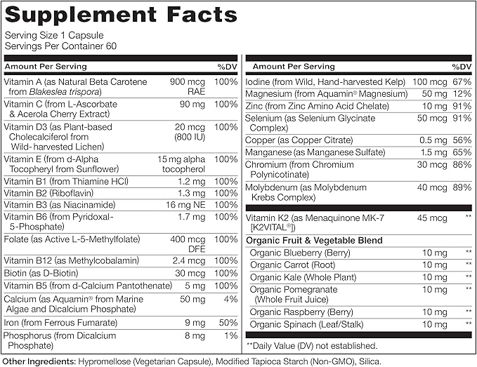 NATURELO One Daily Multivitamin for Women 60 Capsules 2 Month