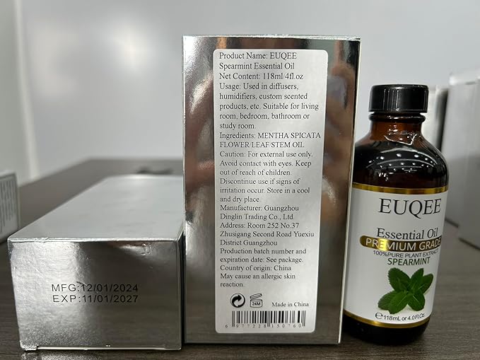 Spearmint Essential Oil Premium Grade Spearmint Oil Essential Oil with Glass Dropper, Great for Humidifier, Candle Making, Diffusers (118mL/4oz)