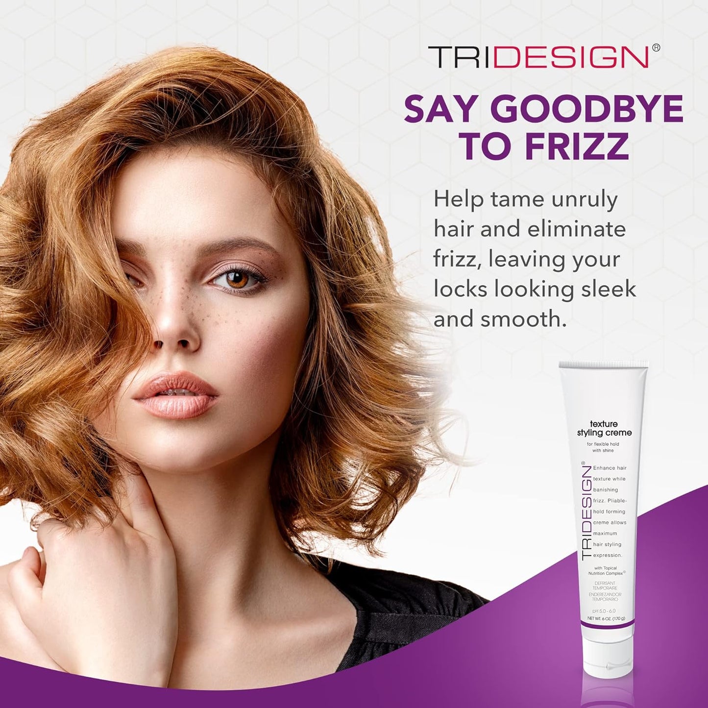TRIDESIGN Texture Styling Creme with Topical Nutrition Complex - Hair Styling Products for Men and Women, Scented Smoothing Cream for Hair, Anti Frizz hair Products 6oz/199g Tube (Pack of 2)