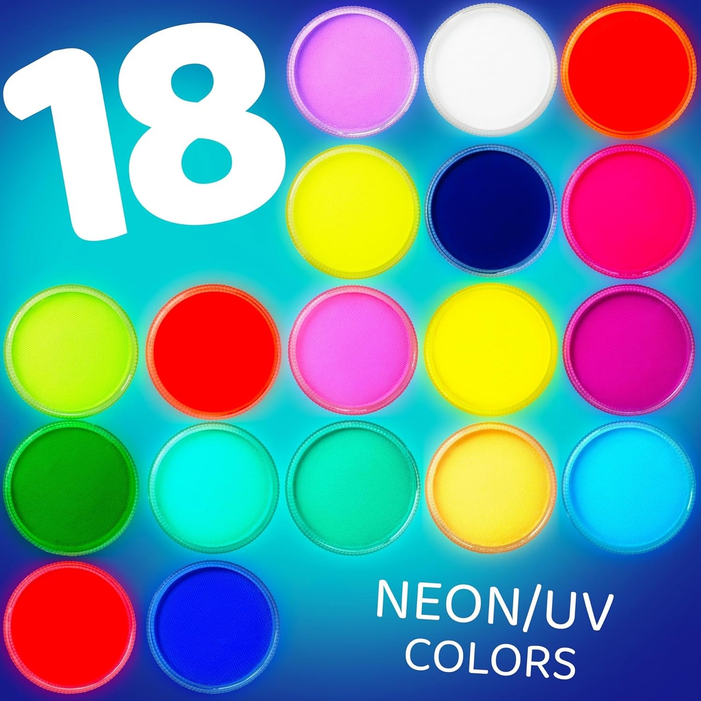 Blue Squid Face Paint Water Based Single Cake Professional Face Paint & Body Paint - Water Activated, Kids Adults Face Painting for Costume, Halloween Makeup, Cosplay - Neon Green Face Paint 30g